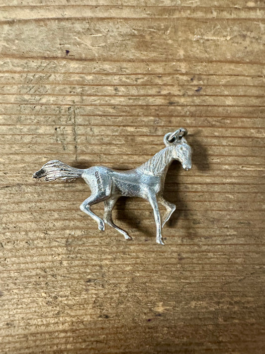 Vintage 1973 Large Horse Solid 925 Silver Pendant