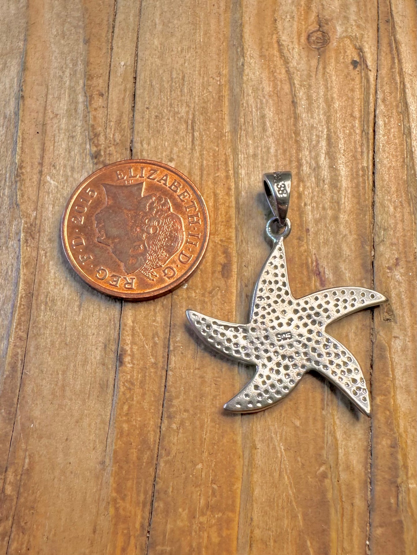 Blue Opal Simulated Star Fish 925 Sterling Silver Pendant