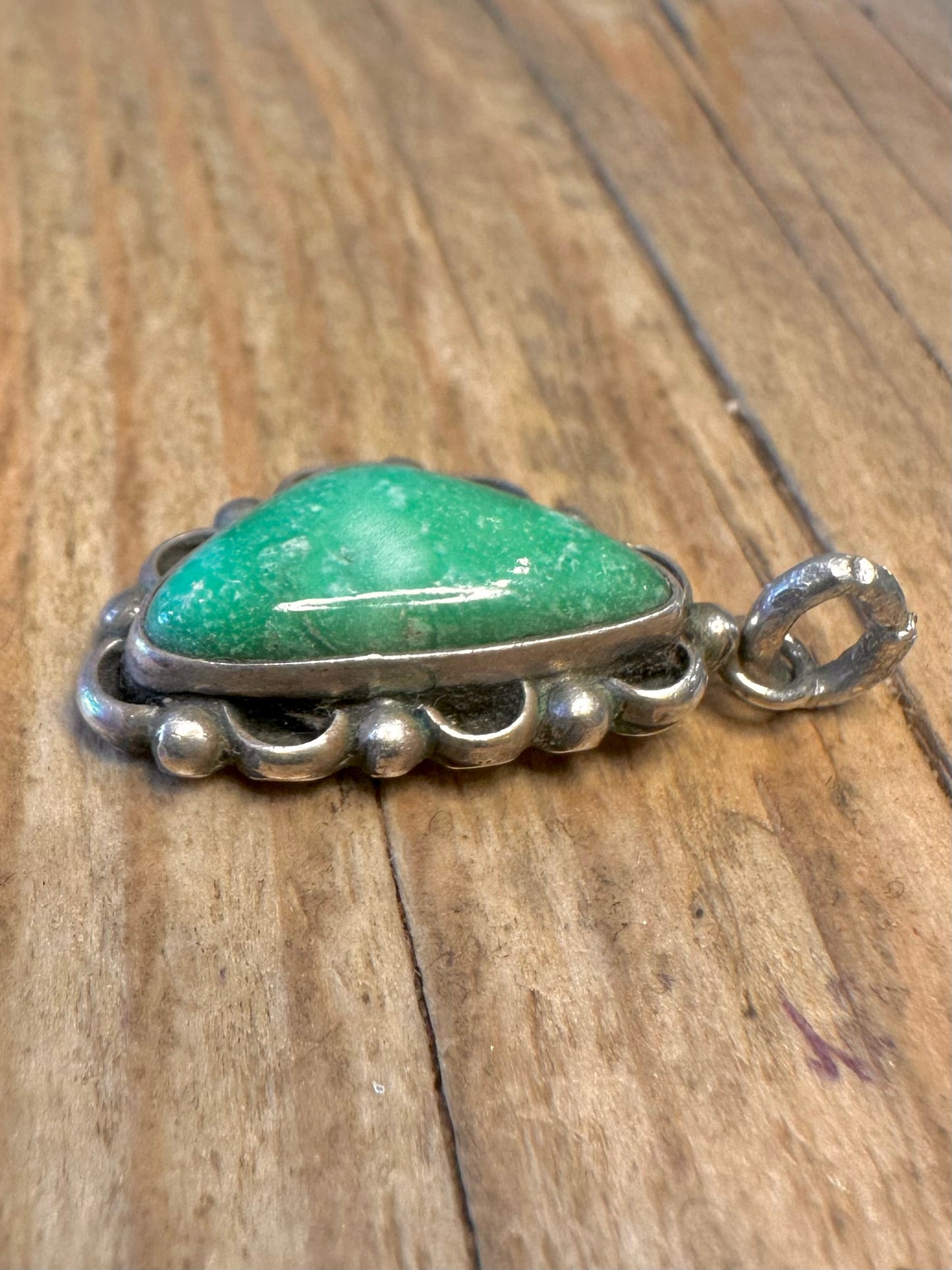 Vintage Südwest Navajo Grüner Türkis 925 Sterling Silber Anhänger