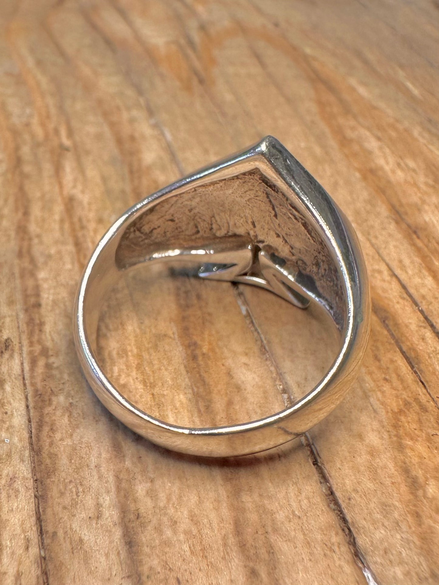 Modern Ace of Spades Black Enamel 925 Sterling Silver Size T Ring