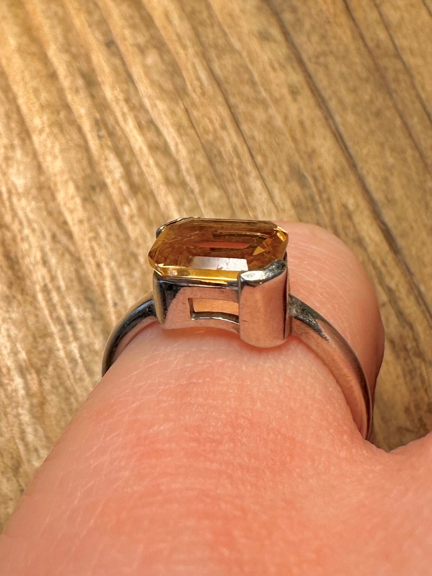 Modernist Citrin 925 Sterling Silber Größe N Ring