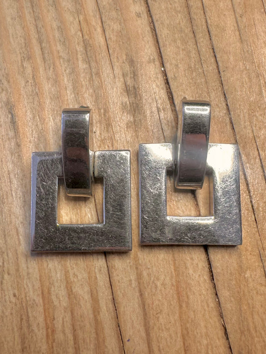 Modernist Square 925 Sterling Silver Earrings