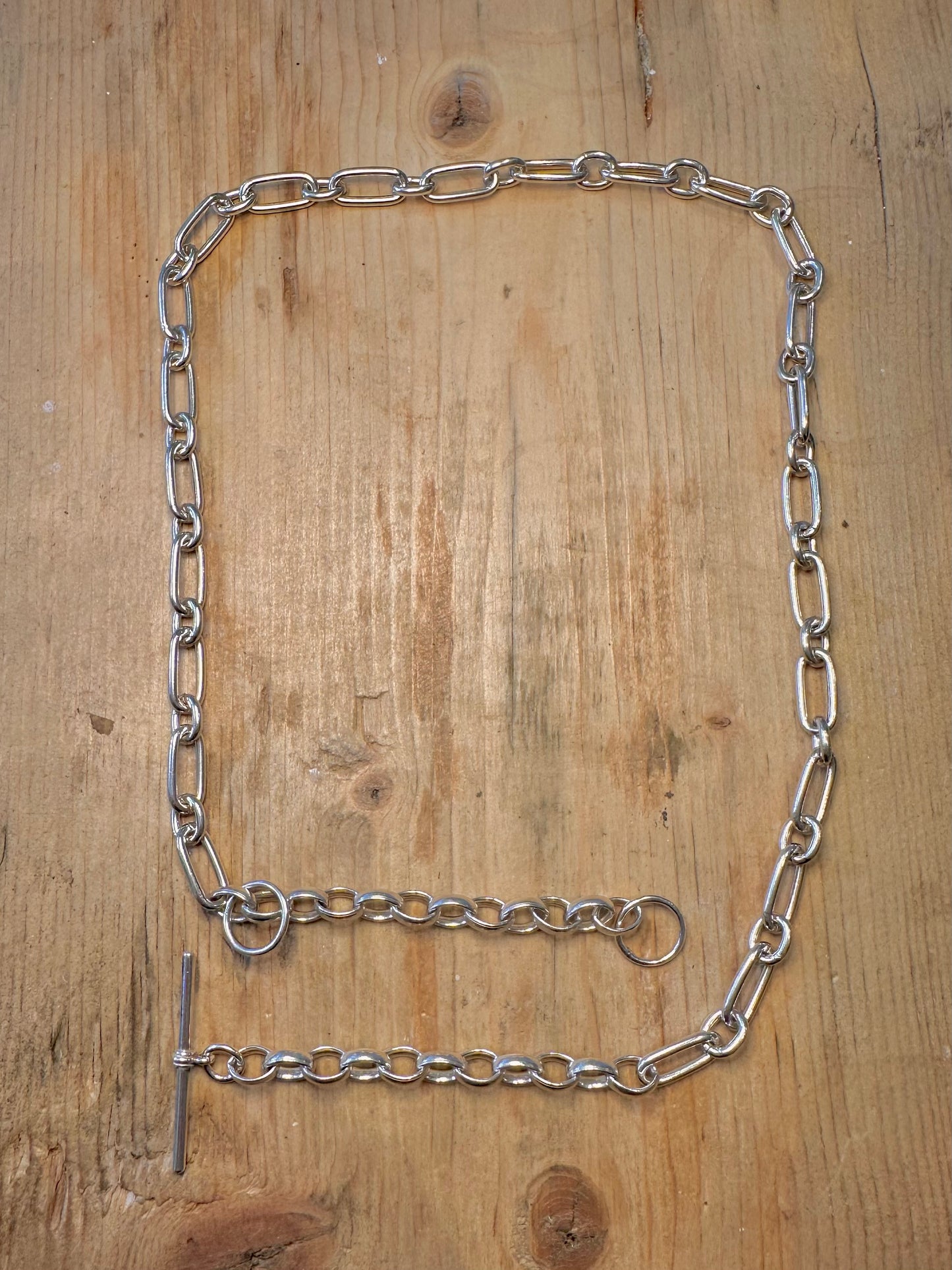 Paper Link Chain 1996 T Bar 925 Sterling Silver 21 to 24 inch Necklace