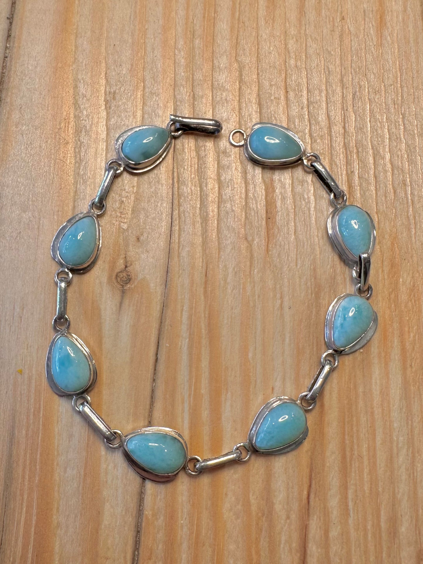 Vintage Larimar 925 Silver 8.1 inch Bracelet