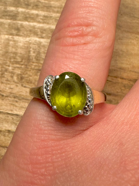Vintage Peridot 925 Silver Size N Ring