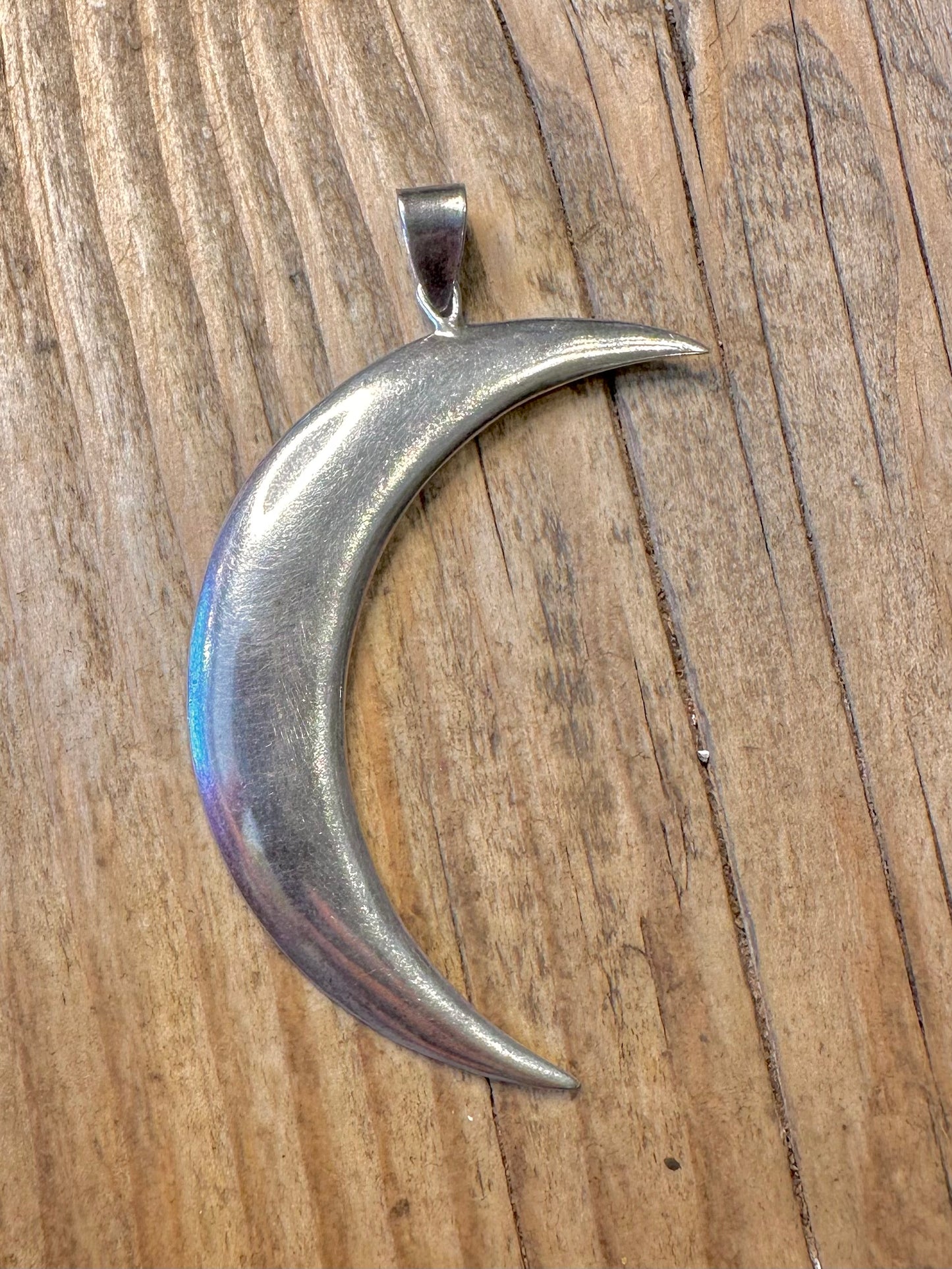 Large Crescent Moon 925 Sterling Silver Pendant