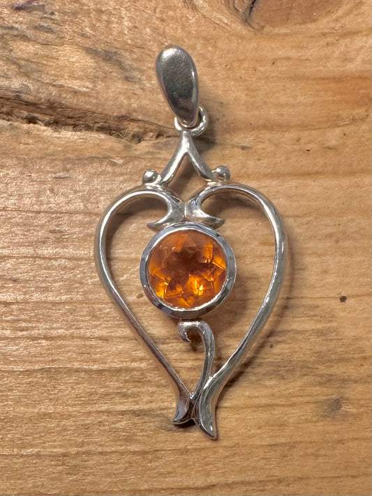 Vintage Citrine 925 Silver Pendant