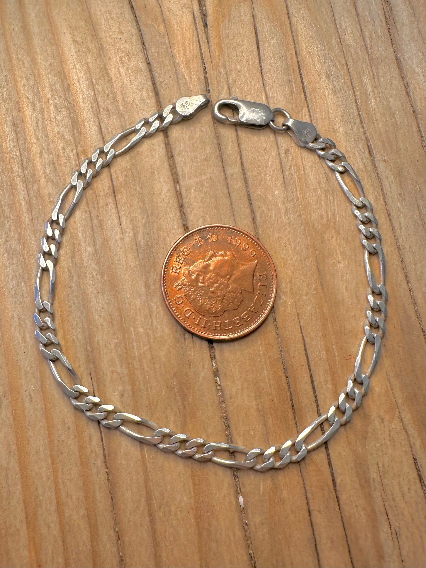 Vintage Figaro Chain Italy 925 Sterling Silver 7.5 inch Bracelet