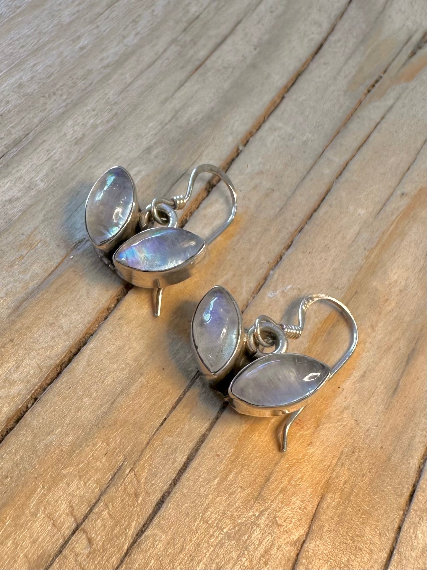 Vintage Moonstone 925 Silver Earrings