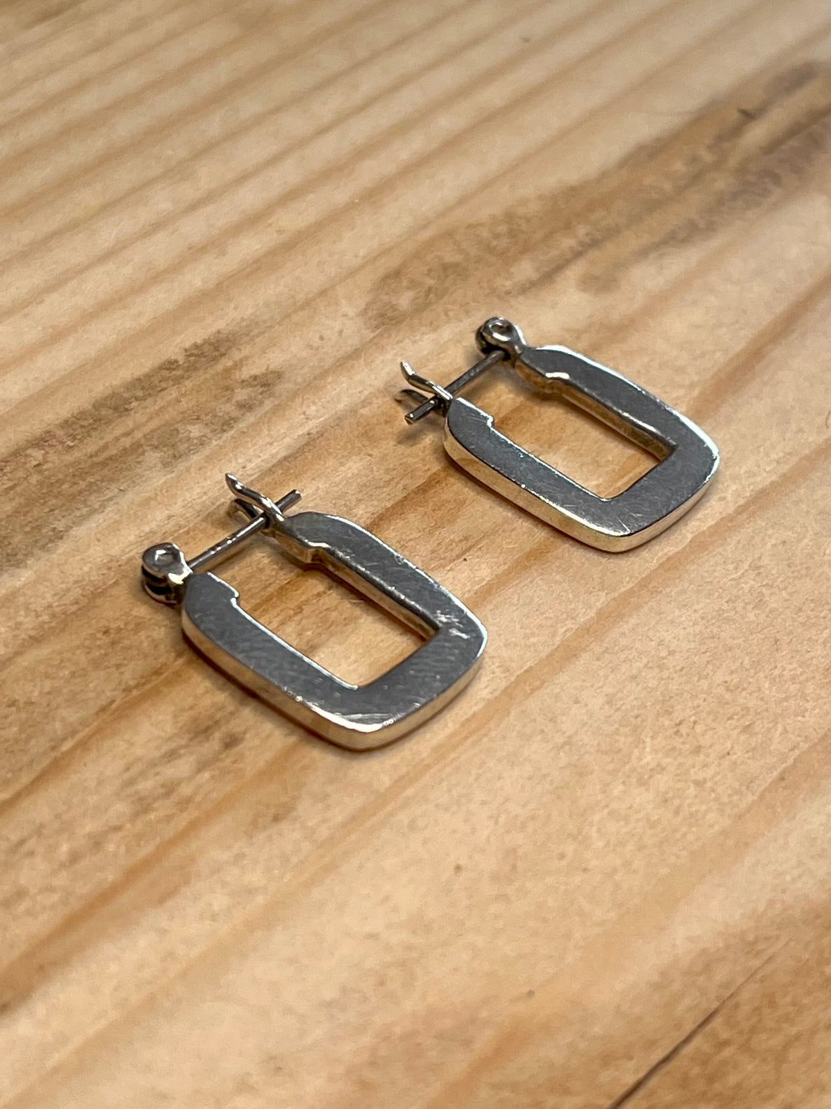 Small Flat Square 925 Sterling Silver Hoop Earrings