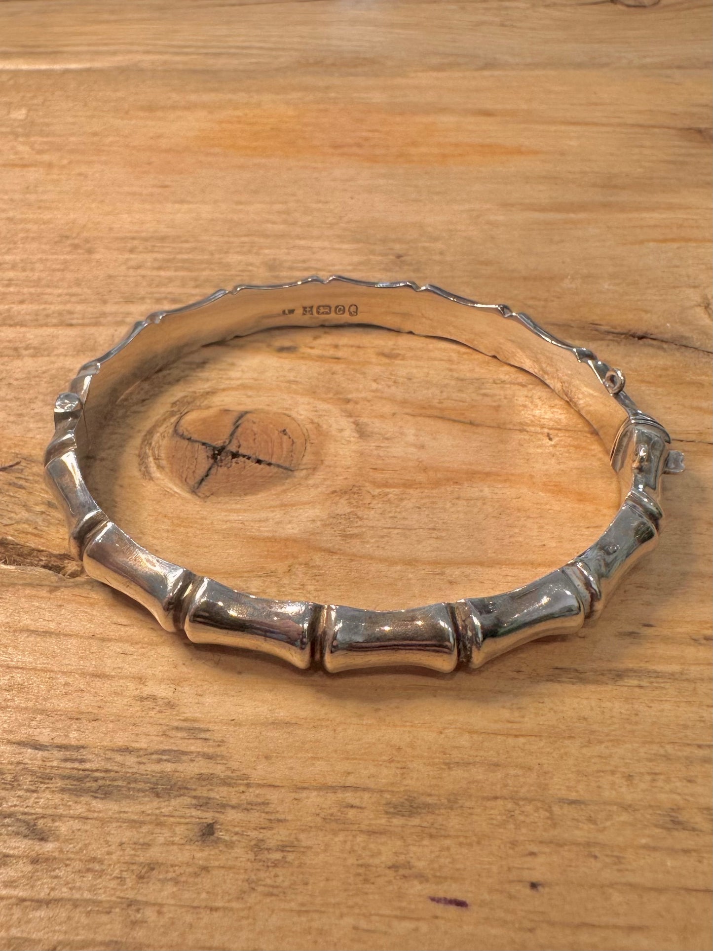 Vintage 1977 Bamboo Style 925 Silver Bangle