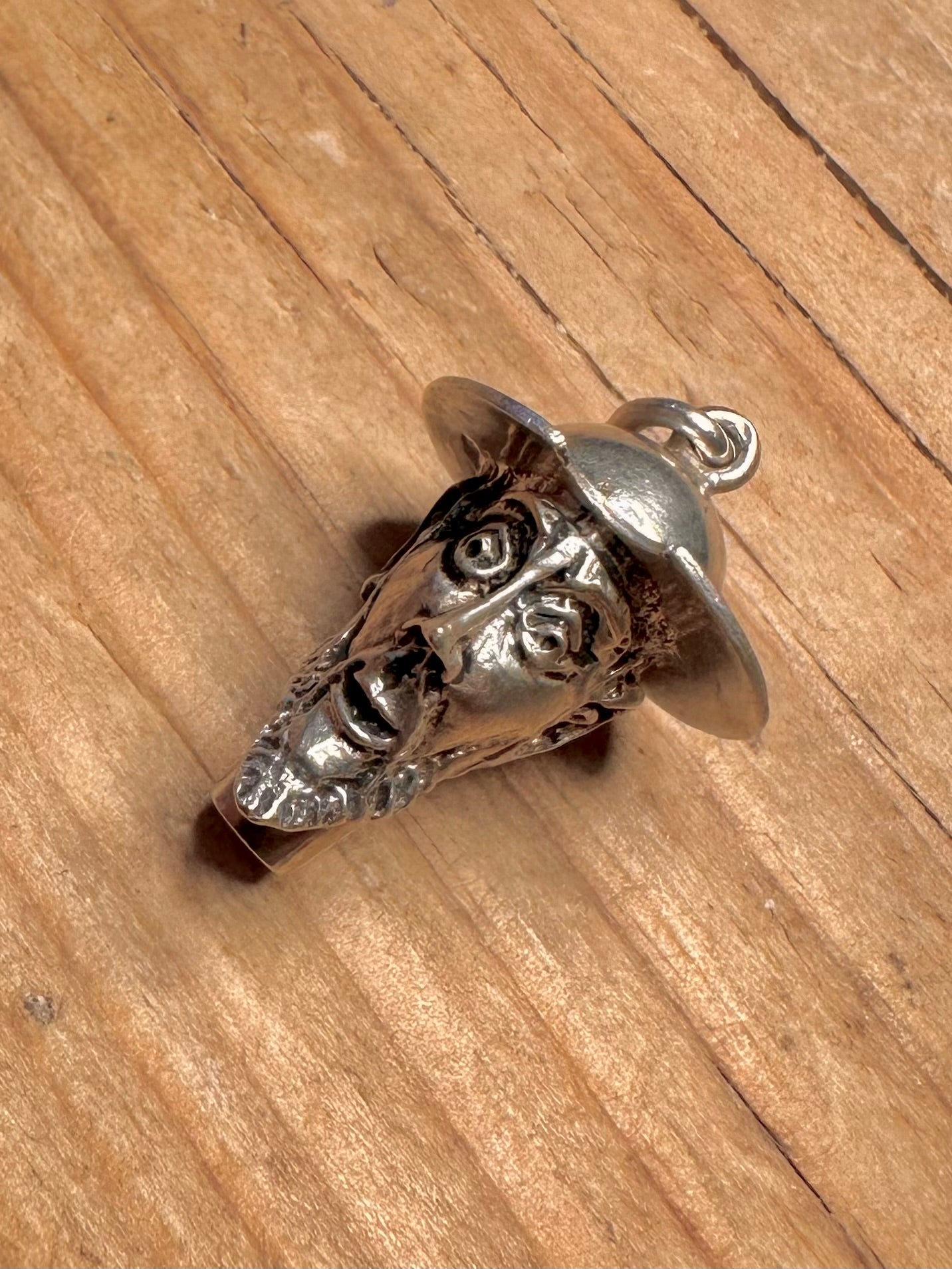 Vintage Don Quijote Kopf 925 Sterling Silber Anhänger
