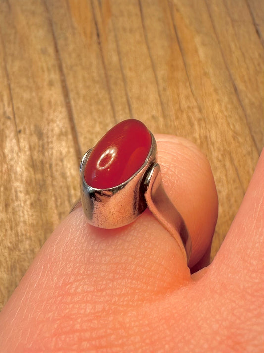Vintage 1970 Carnelian 925 Sterling Silver Size K Ring