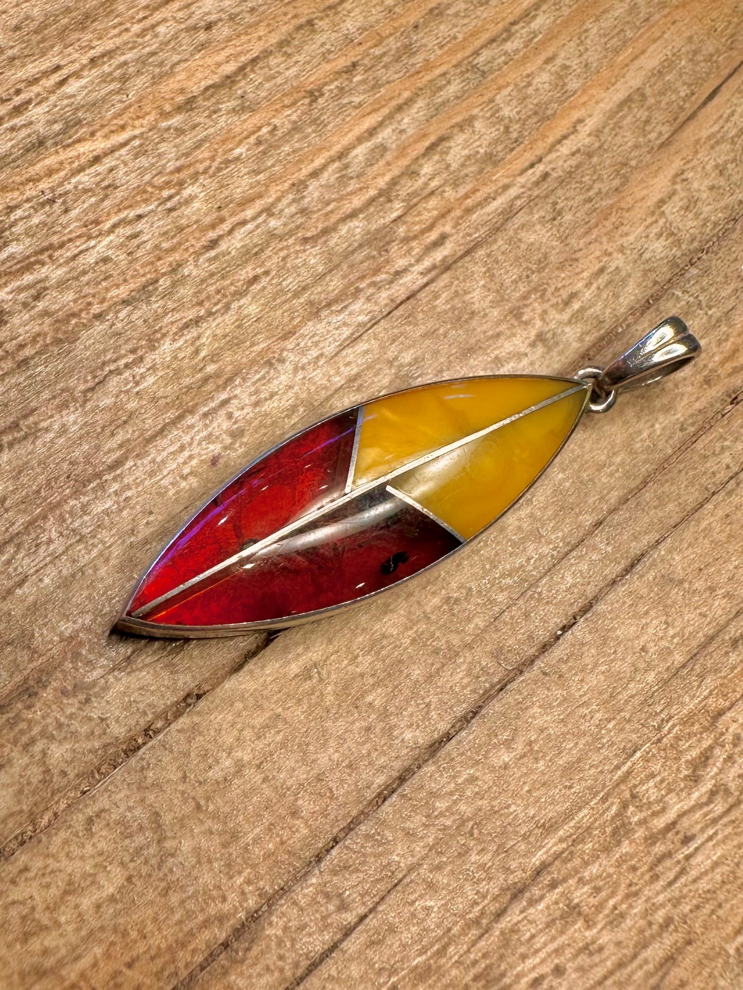 Vintage Amber 925 Sterling Silver Pendant