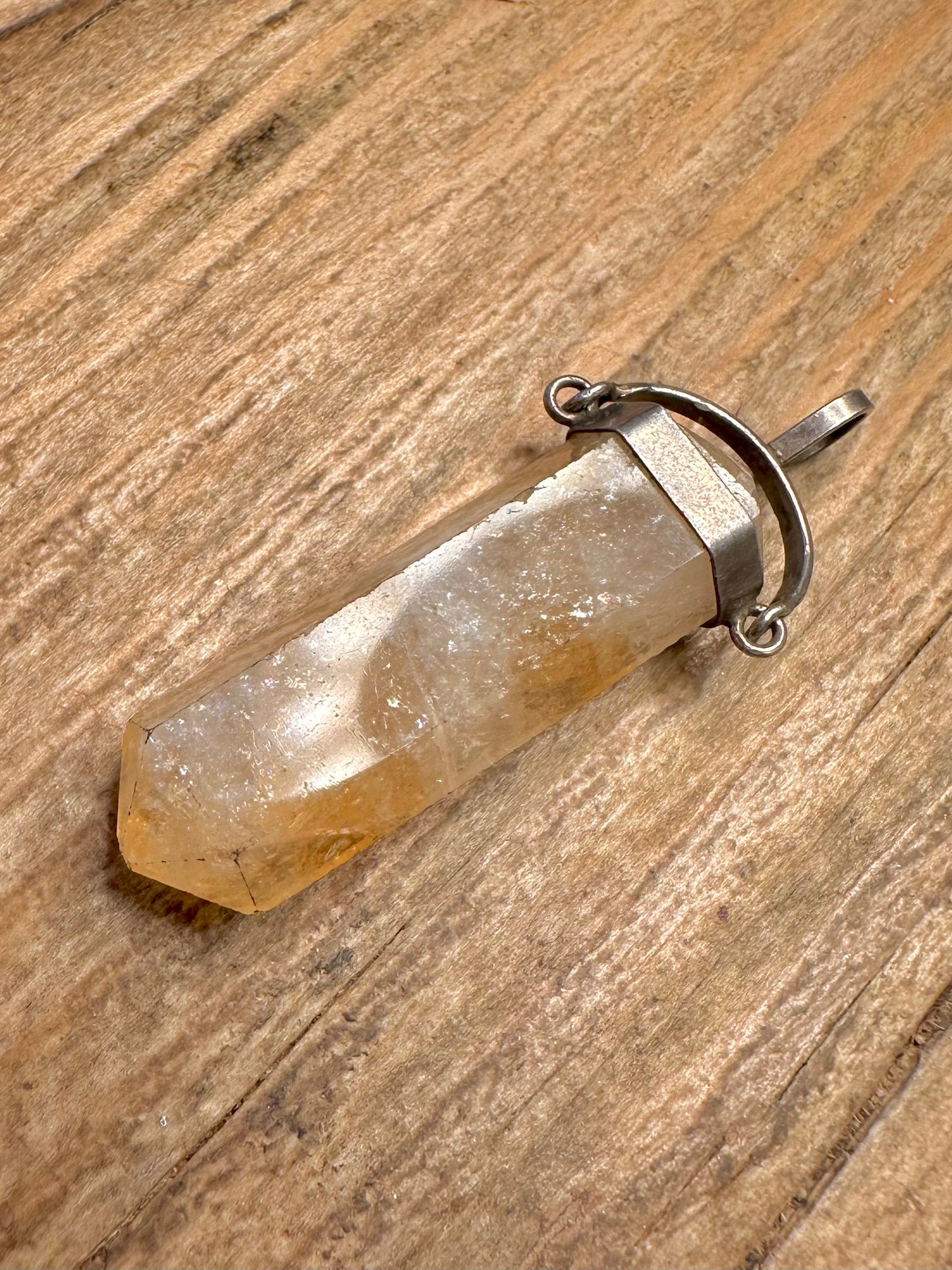 Vintage Citrine Point 925 Sterling Silver Pendant