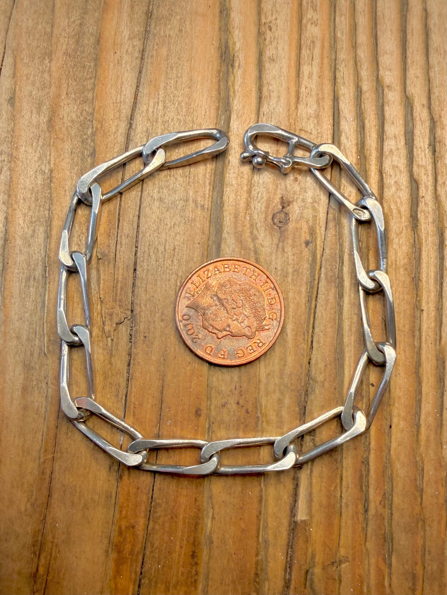Elongated 1976 Link Chain Maker BLJ 925 Sterling Silver 7.5 inch Bracelet
