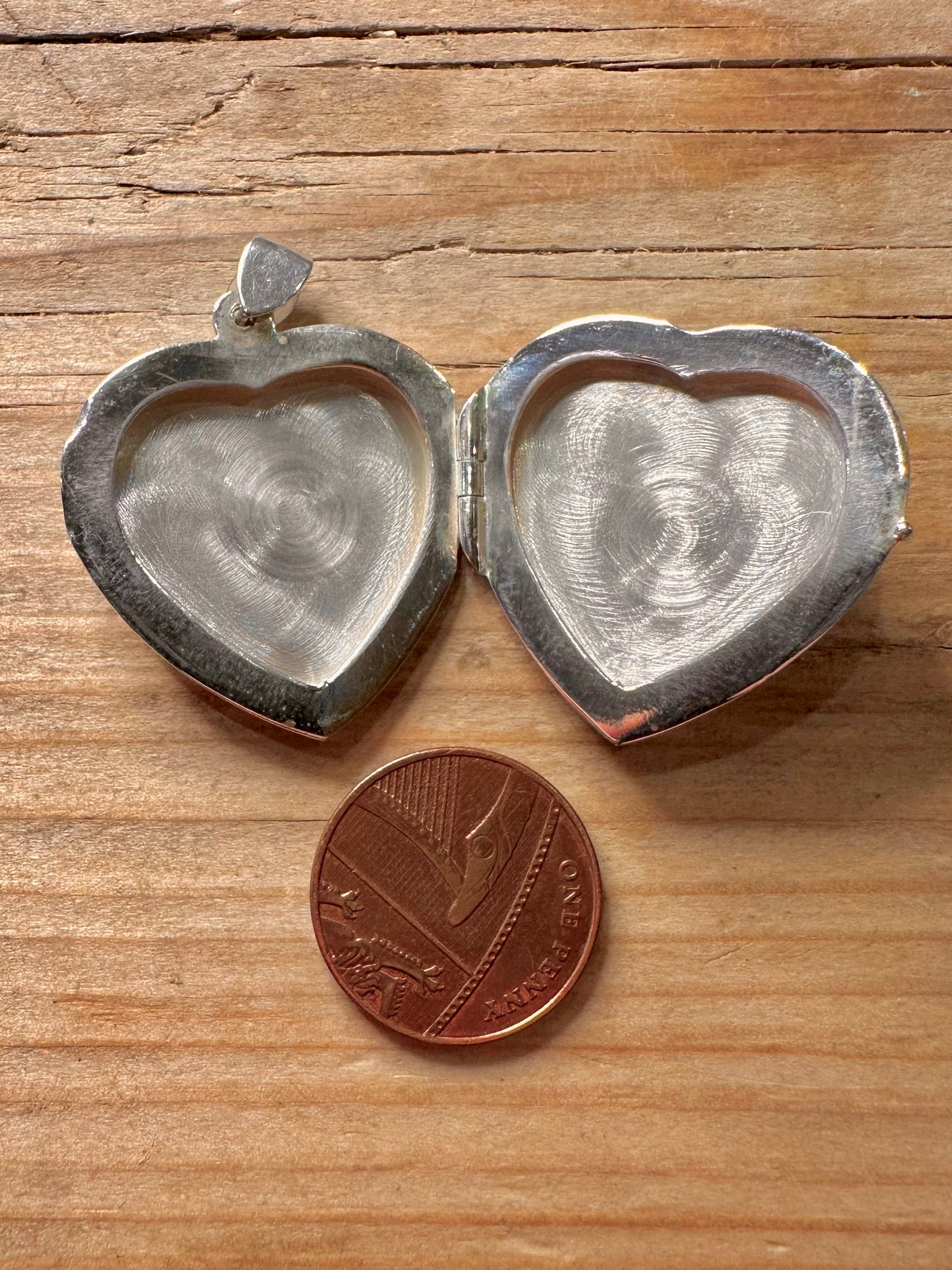 Vintage Plain Large Heart 925 Sterling Silver Pendant