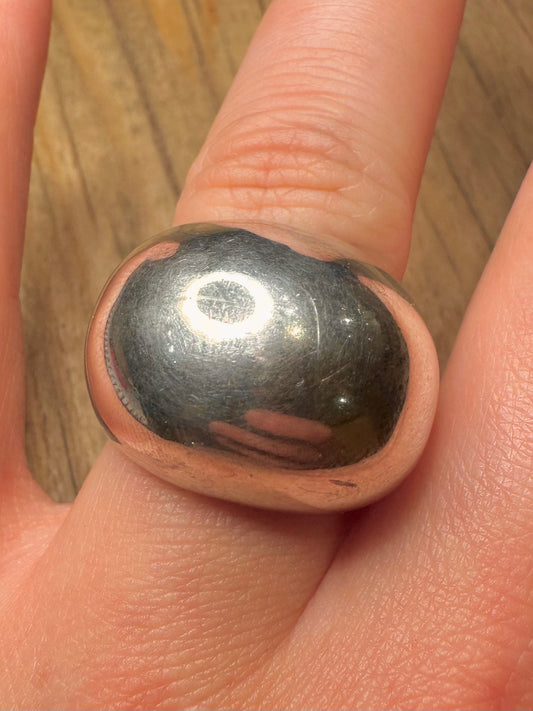 Modernist Chunky Dome 925 Sterling Silver Size Q Ring