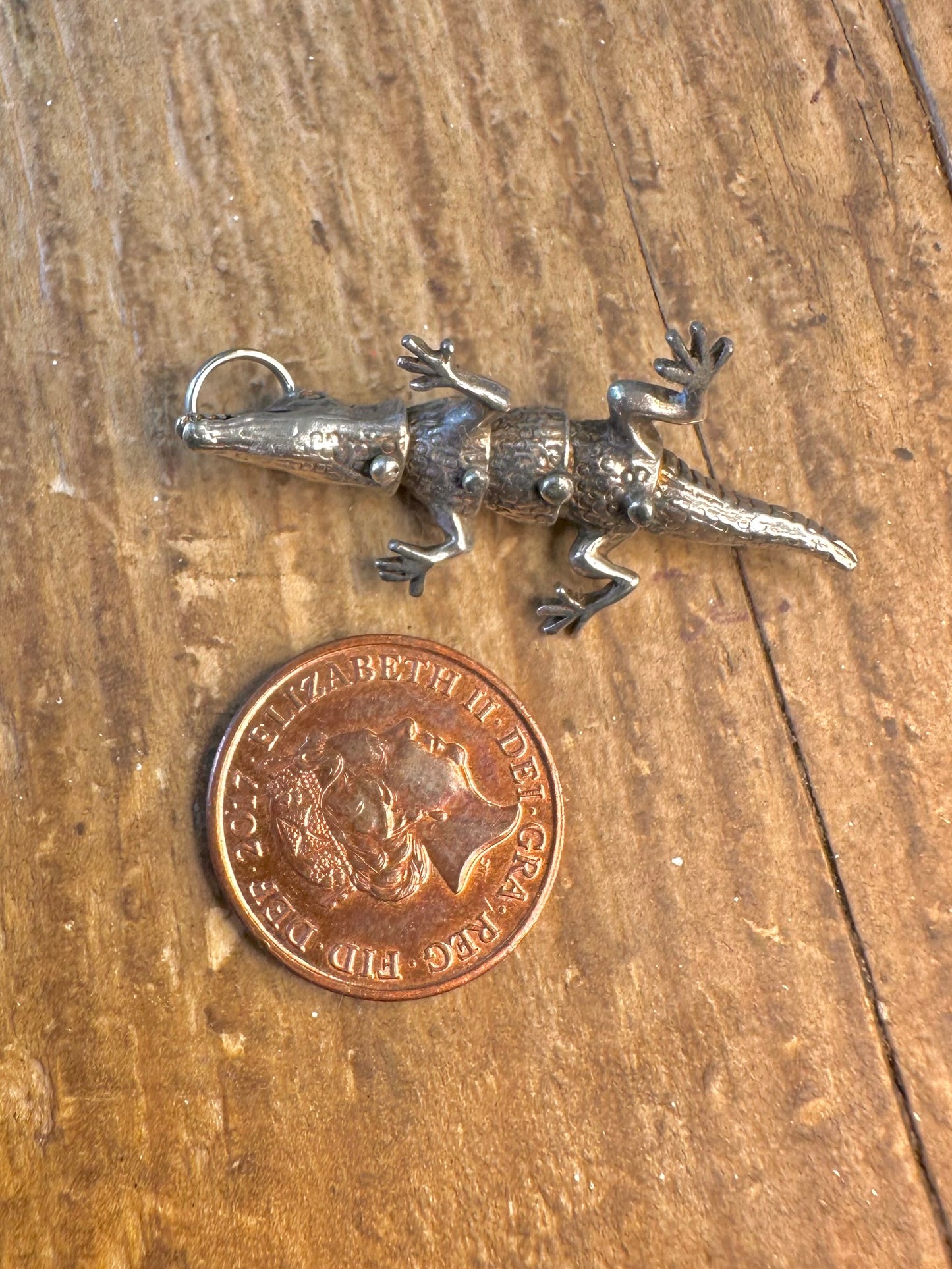 Articulated Crocodile 925 Sterling Silver Pendant