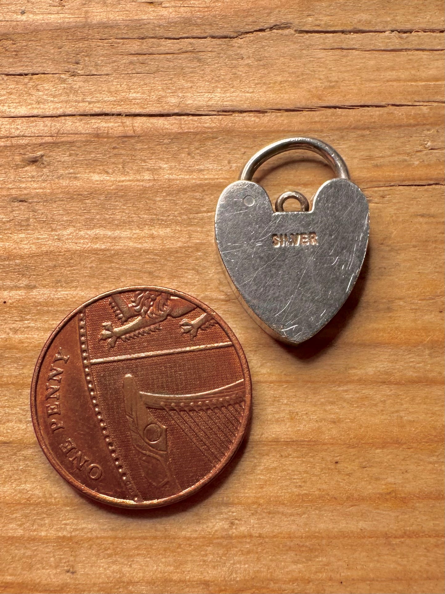 Vintage Heart Padlock 925 Sterling Silver Charm Pendant