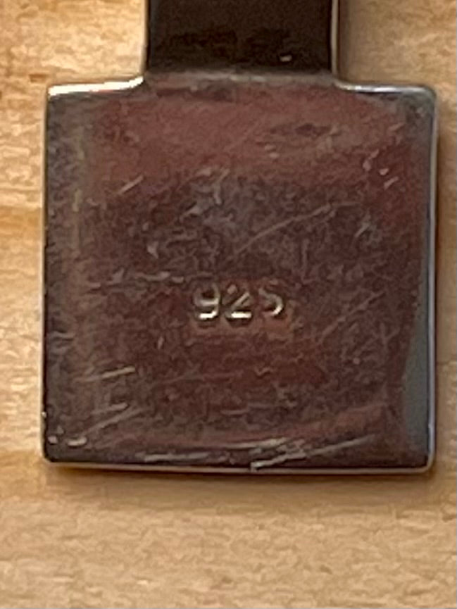 Small Blue Enamel Mosaic Square 925 Sterling Silver Pendant
