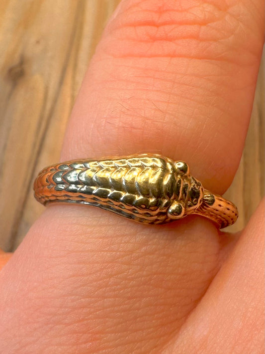 Vintage Snake Gold on 925 Sterling Silver Size P1/2 Ring