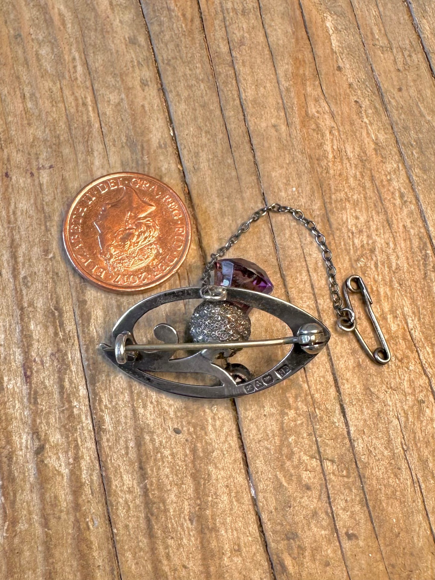 Charles Horner 1900’s Chester Amethyst Arts and Crafts 925 Sterling Silver Brooch