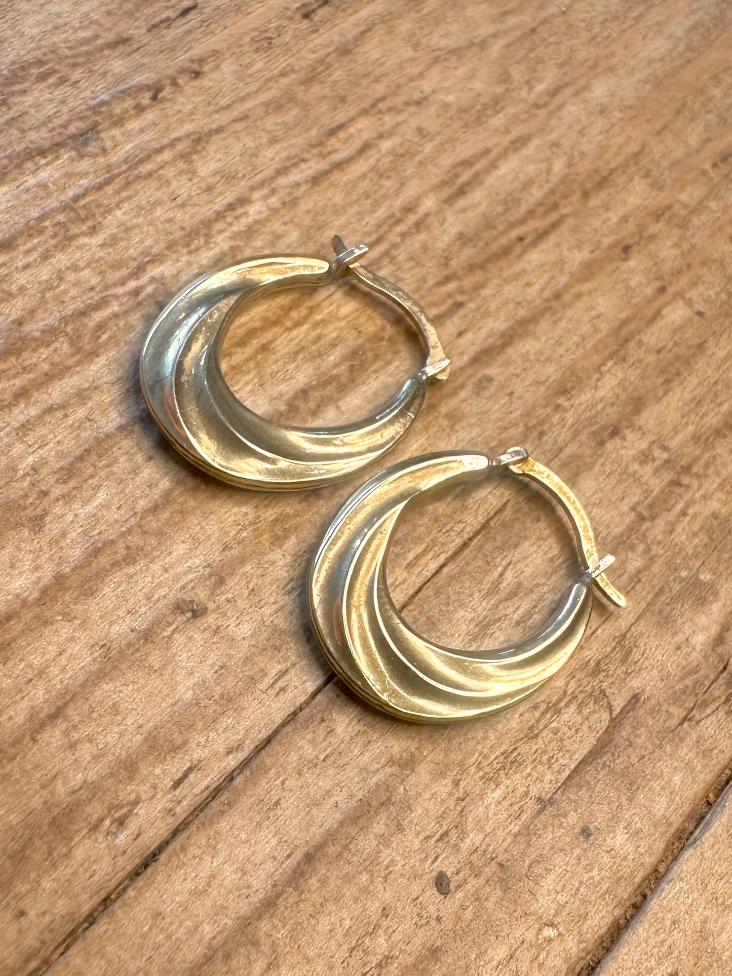 Creole Hoops 9ct Gold Bonded 925 Sterling Silver Earrings