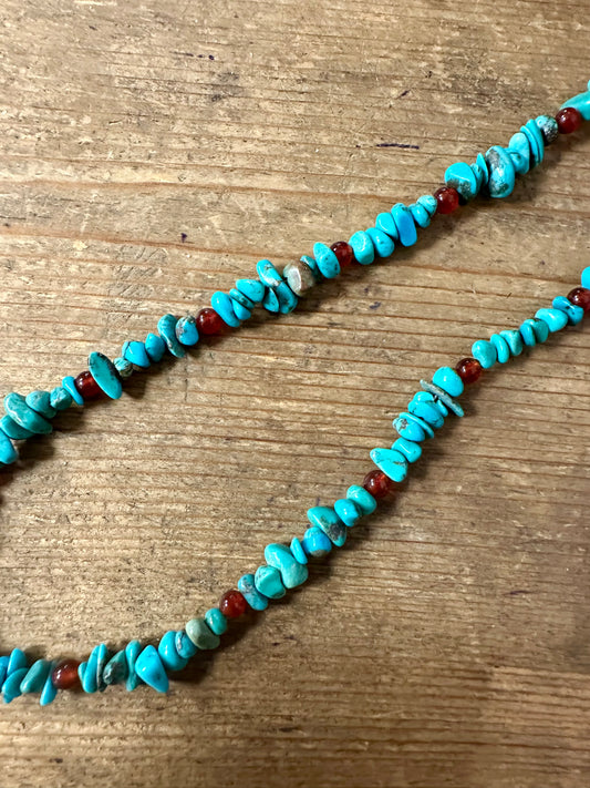 Vintage Turquoise and Carnelian Costume Necklace