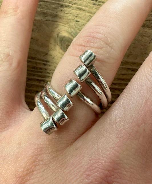 Abstract Layer Overlapping 925 Silver Size P Ring