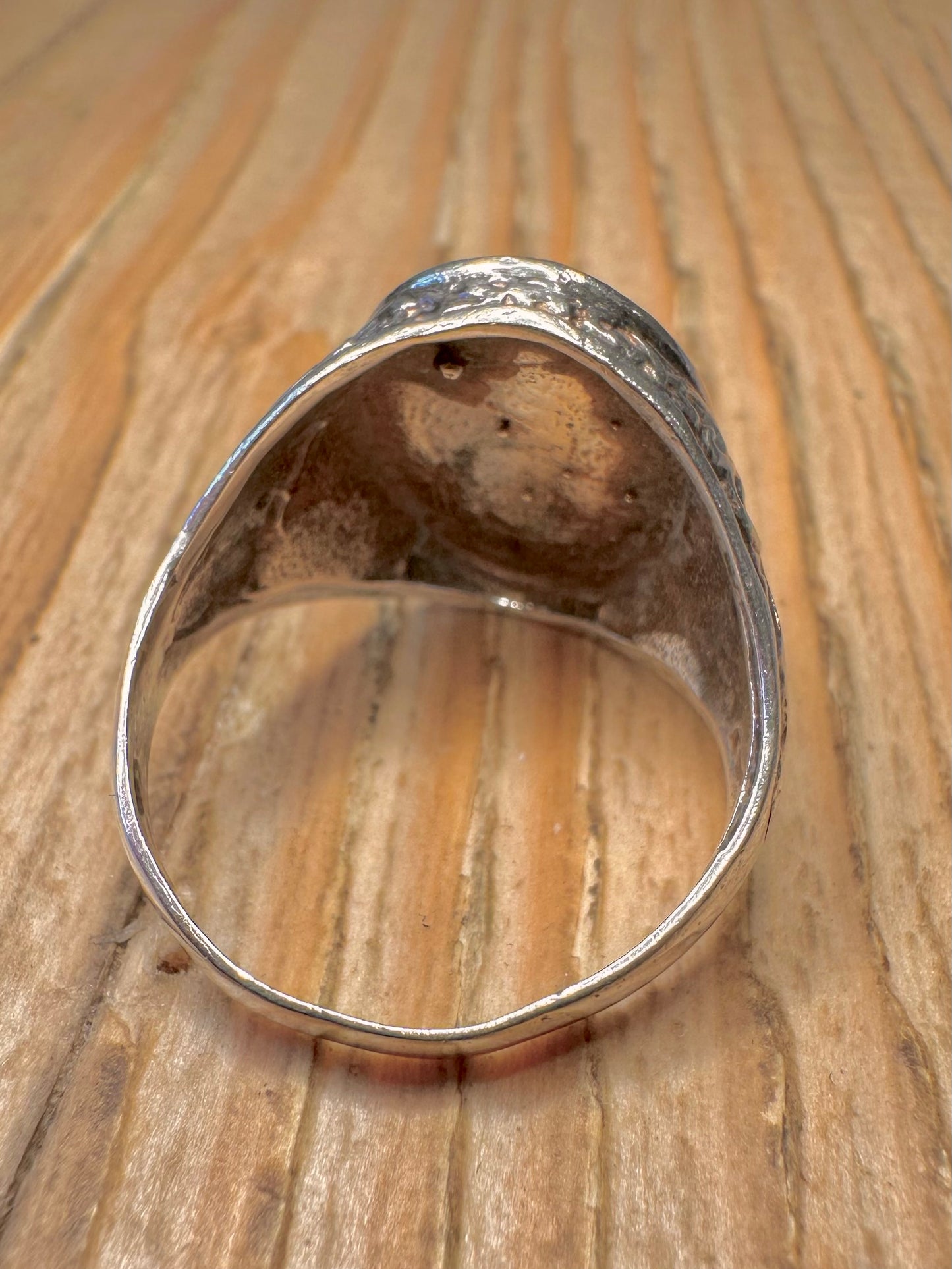 Vintage Irish Harp Motif Signet 925 Sterling Silver Size U Ring