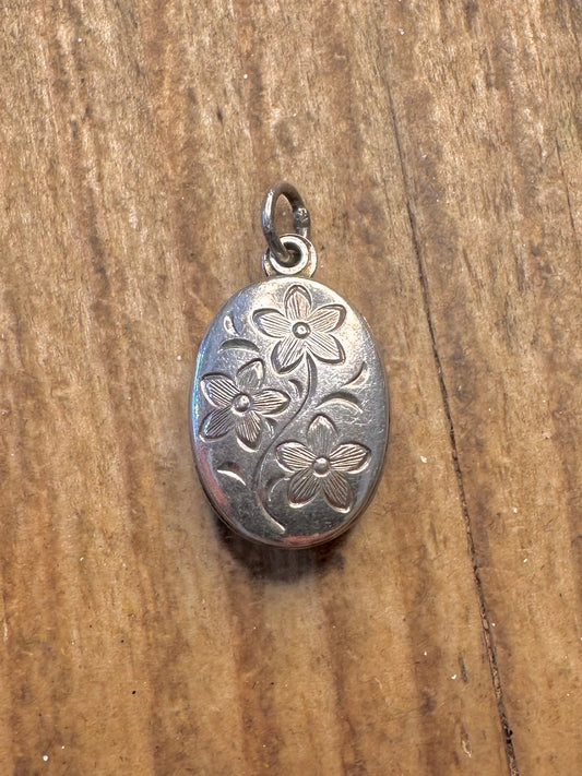 Blumen graviertes Medaillon 925 Sterling Silber Deutschland Anhänger
