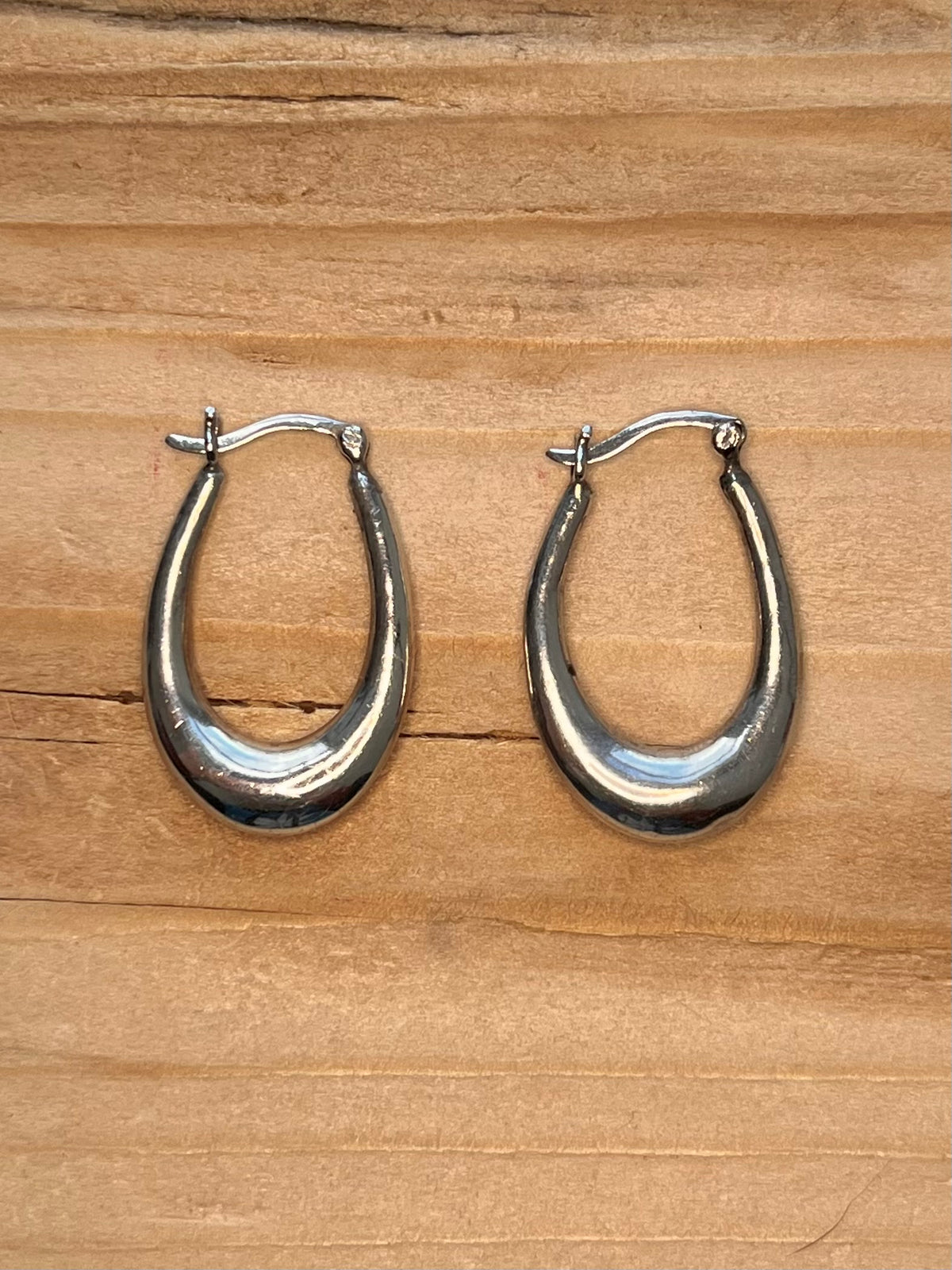 Oval Shaped Hoops 925 Sterling Silver Earrings