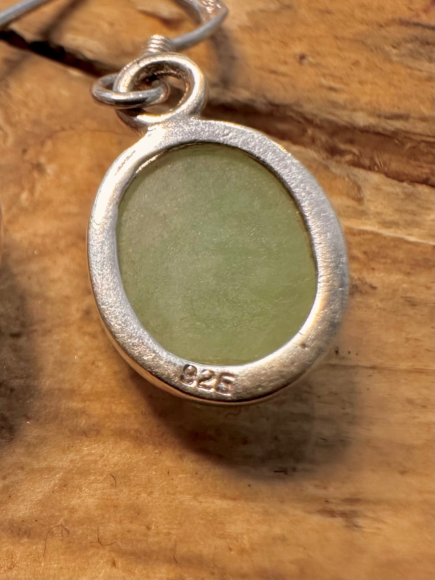 Vintage Round Green Stone 925 Silver Earrings