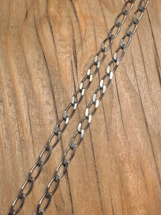 Vintage Long Curb Chain Link 925 Sterling Silver 23.5 inch Necklace