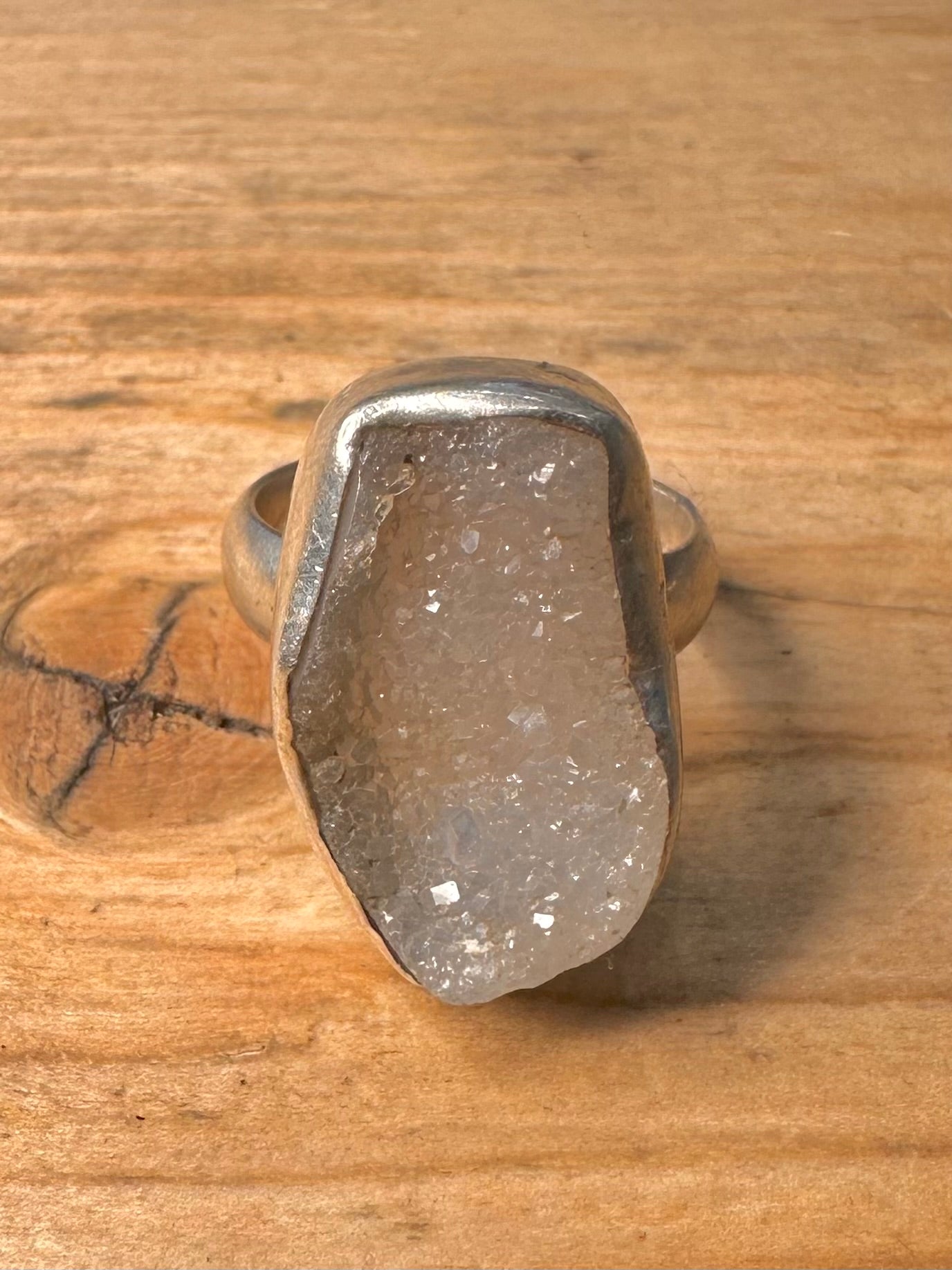 Abstract Druzy 925 Silver Size O1/2 Ring