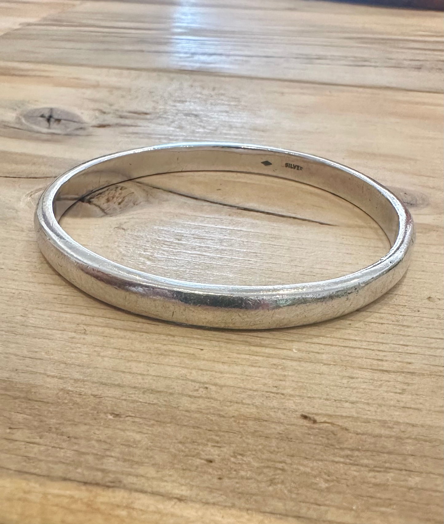 Vintage Solid Plain 925 Silver Bangle