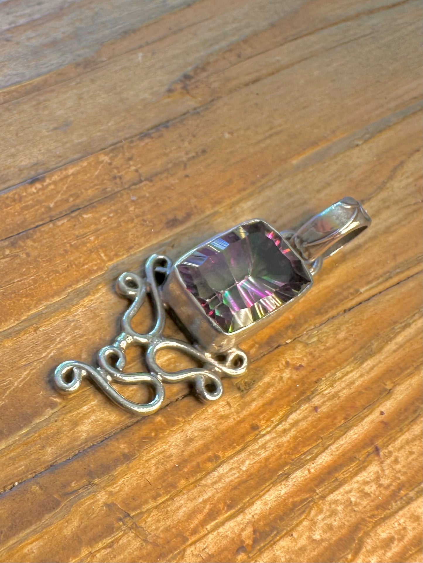 Abstract Mystic Topaz 925 Sterling Silver Pendant