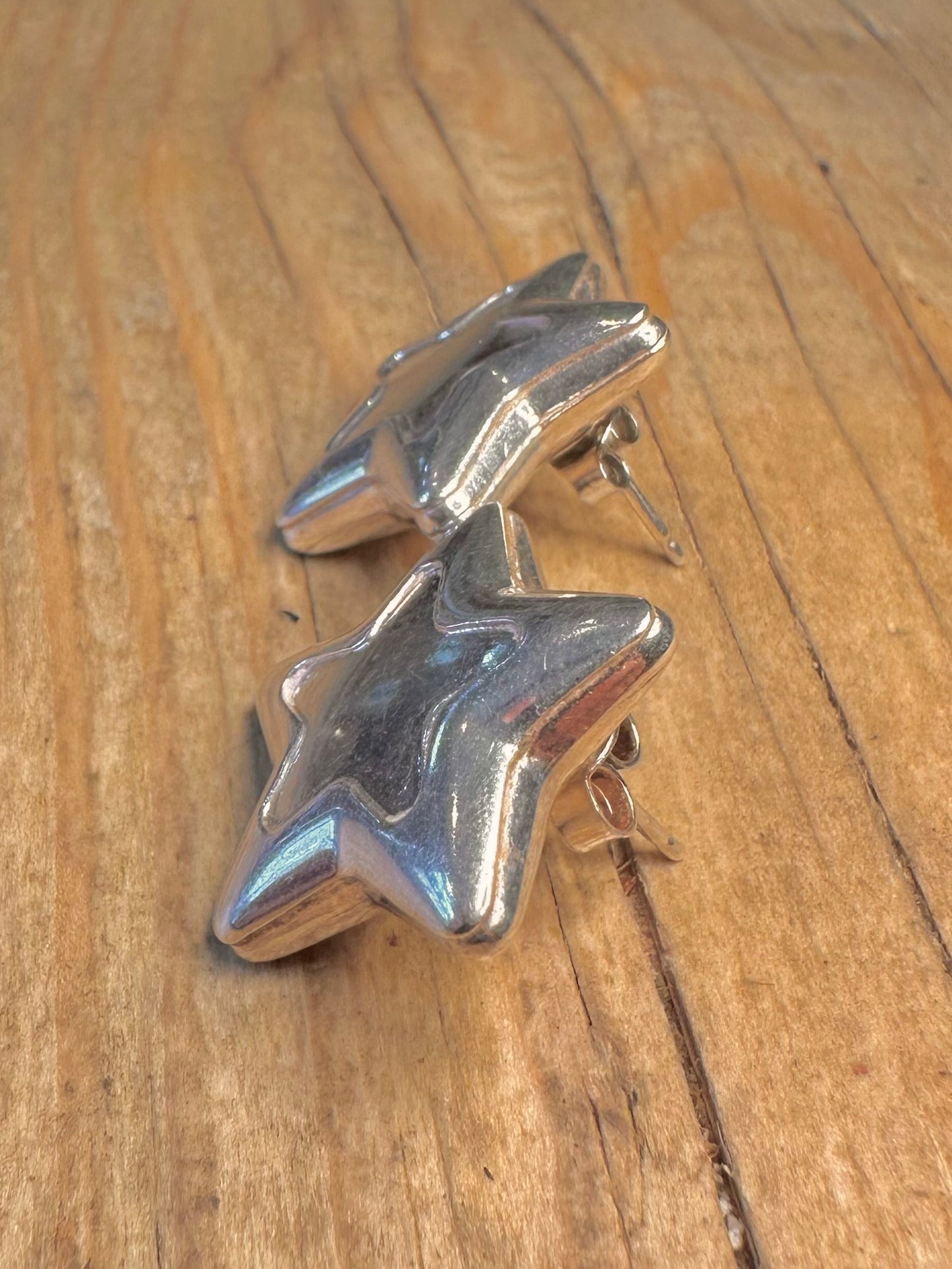 Modernistische klobige Stern-Ohrringe aus 925er Sterlingsilber, hergestellt in Italien