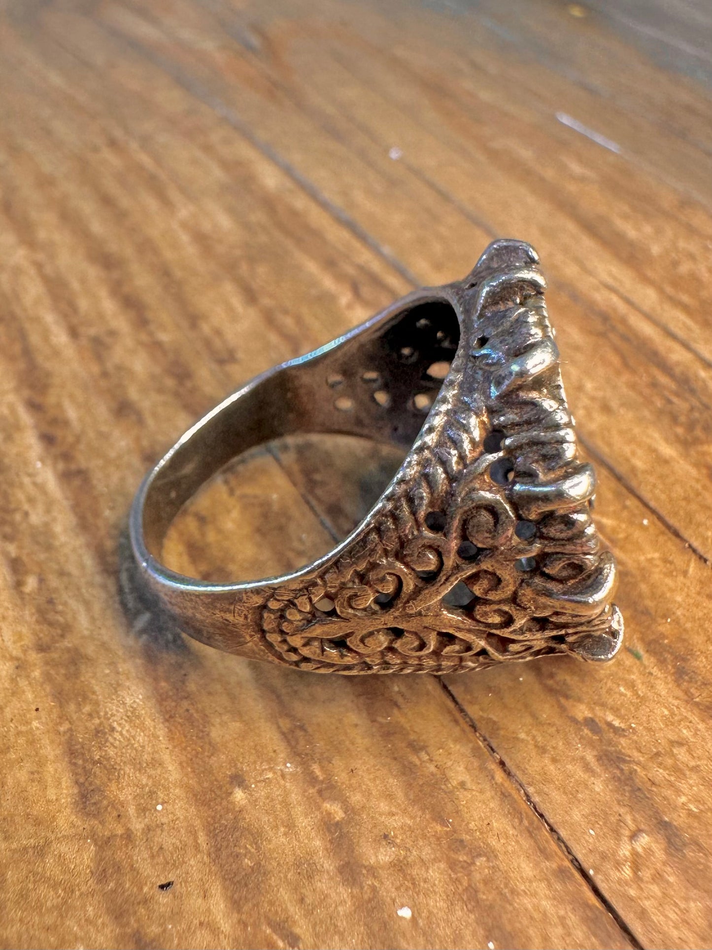 Six Pence 1929 Decorative Mount 925 Sterling Silver Size S Ring