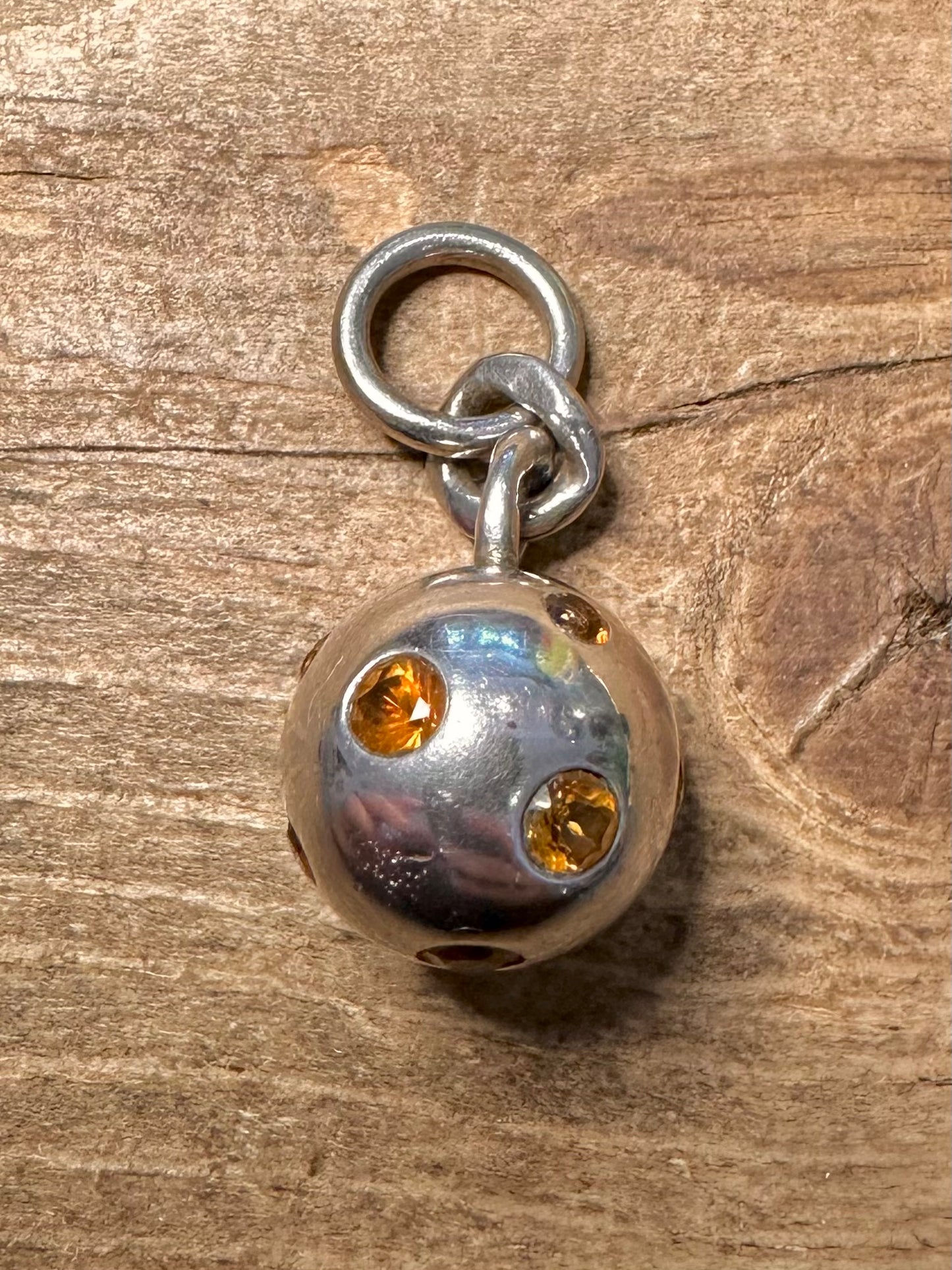 Modernist Citrine Ball 925 Silver Pendant