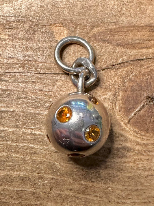 Modernist Citrine Ball 925 Silver Pendant