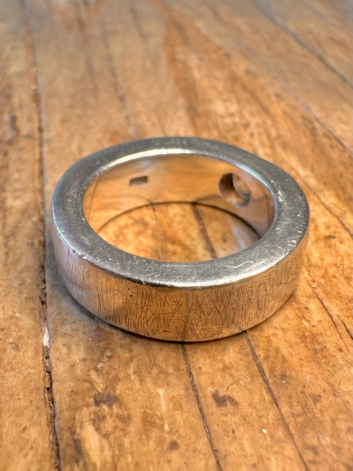 Modernist 1995 CZ Stein Dick Schwer Band 925 Sterling Silber Größe L Ring