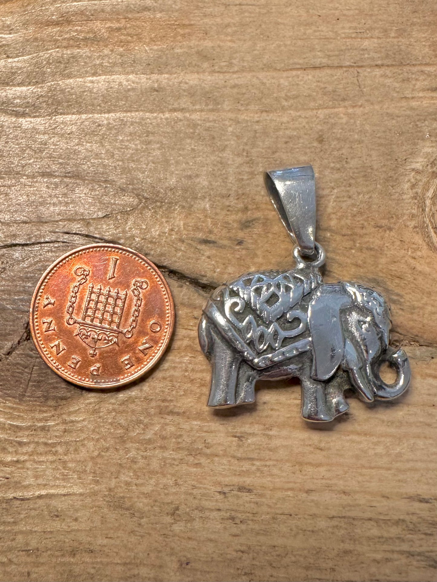 Vintage Tribal Elephant 925 Silver Pendant