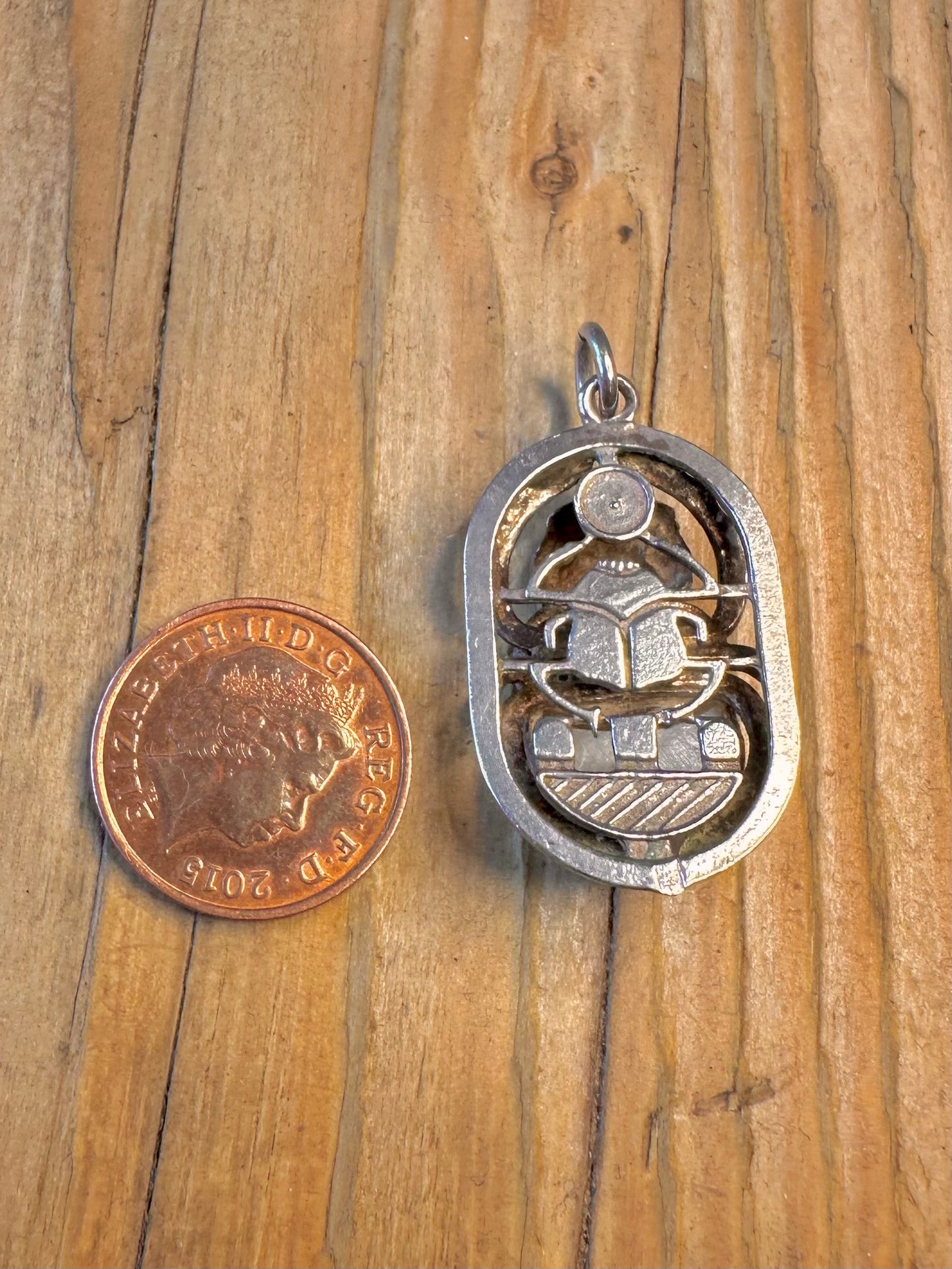 Mother of Pearl Scarab 925 Sterling Silver Pendant
