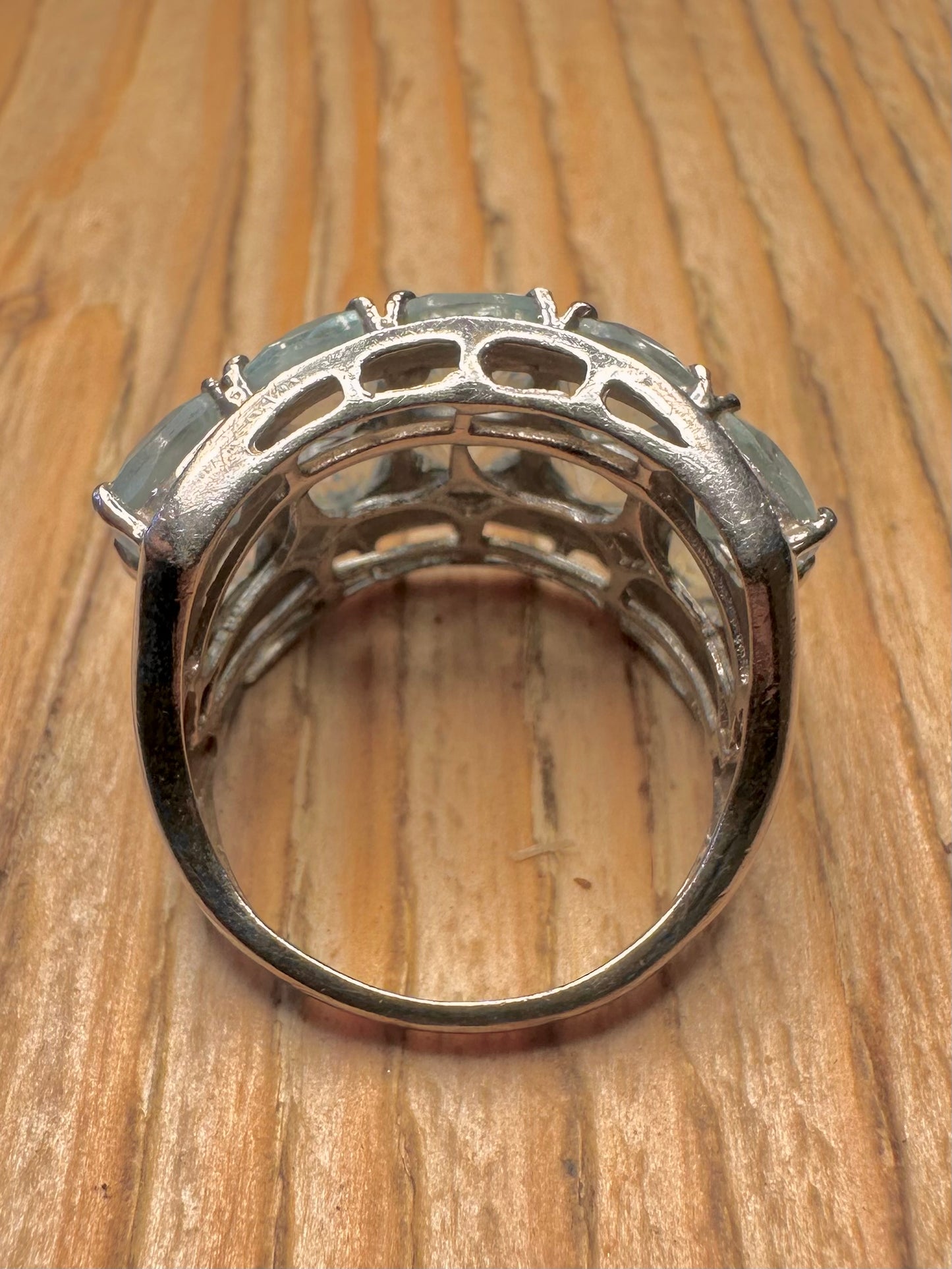 Modern Chunky Blue Topaz 925 Sterling Silver Size Q1/2 Ring