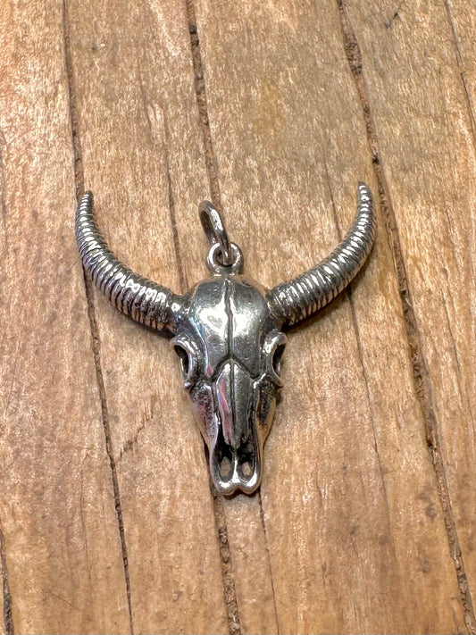 Vintage Bullenschädel-Anhänger aus 925er Sterlingsilber