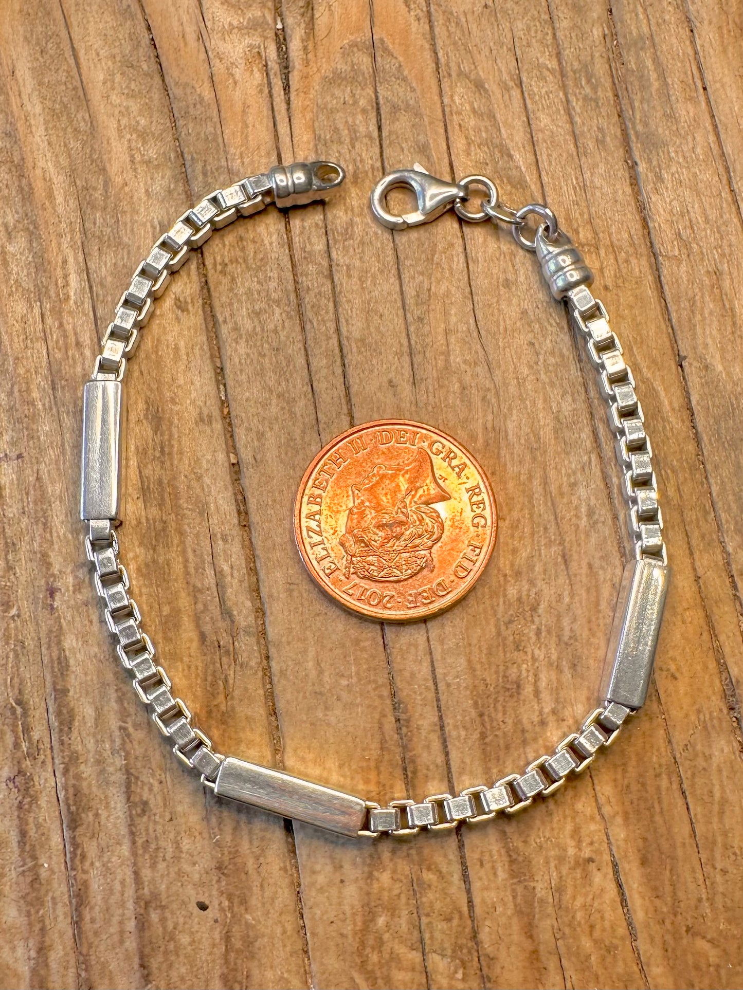 Kasten- und Balkenkette 925 Sterling Silber 7,5 Zoll Armband