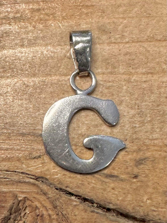 Vintage Letter G 925 Silver Pendant