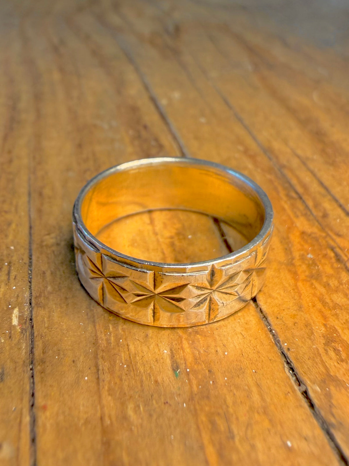 Starburst Band 9ct and 925 Sterling Silver Size O1/2 Ring